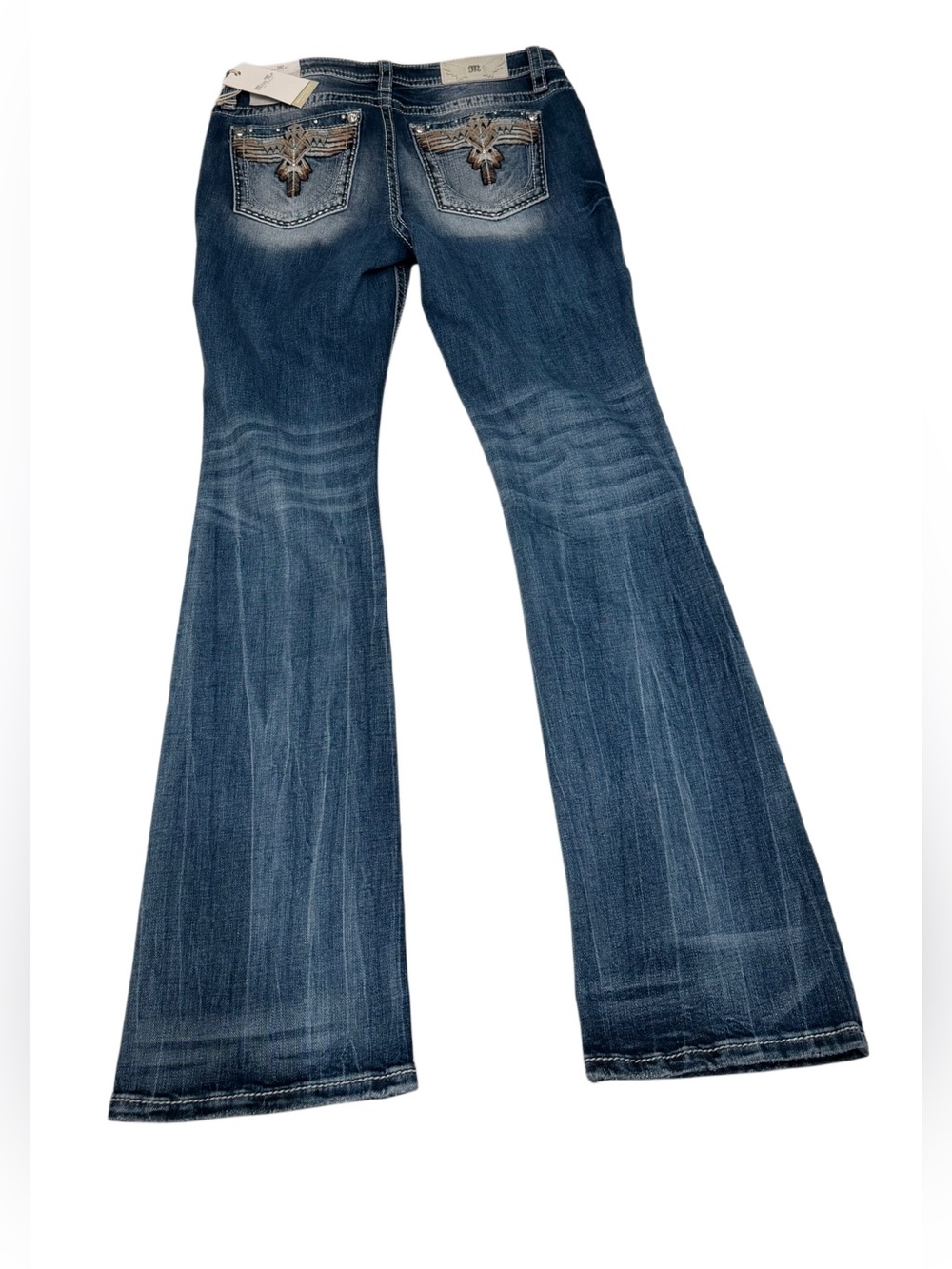 Miss Me Women’s Mid Rise Boot Cut  Blue Wash Jeans Size 31x34 NWT - Picture 2 of 6